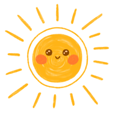 Şekil verilmiş çizgi film güneşi pembe yanaklarla gülümsüyor, şeffaf arkaplanda ışınlar yayıyor, kopyalama uzayı. Vektör illüstrasyonu, neşeli, enerjik, iyimser, damgalama, dijital sanat, oyuncu