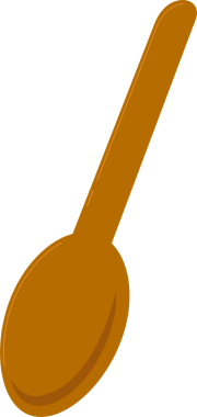 Tahta kaşık, şeffaf arkaplanda köşegen olarak yatar. Düz tasarım parlak gölgeler gösterir. Mutfak gereçleri, aşçılık, minimalizm, yemek hazırlama, konukseverlik, iç tasarım