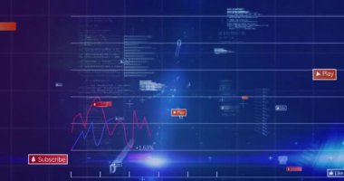 Veri arayüzü ızgarası yumurtlama kodu renkli grafikler titreşen ikonlar titreşen ışınlar görselleştiren veriler. Teknoloji, analitik, zeka, fütüristik, gösterge paneli, dijital, ilerleme