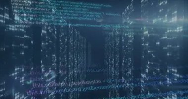 Veri koridoru açılırken ileri görüş, veri akışını görselleştirirken kod akışlarında ilerlemek. Sibernetik, fütüristik, teknoloji, veri görselleştirme, dijital ortam, soyut, yüksek teknoloji