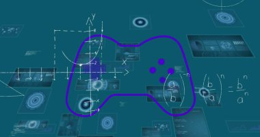 Dijital çalışma alanında parlayan, Kartezyen eksenli ve parabollü mor kontrol çizgisi gösteriliyor. Fütüristik, veri görselleştirme, holografik, teknoloji, dijital arayüz, analiz, geometrik