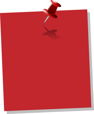 Kırmızı raptiye, şeffaf arkaplanda üç boyutlu döküm gölgesinde eğimli kırmızı kare bir nota tutuyor. Ofis malzemeleri, organizasyonel araçlar, minimalist tasarım, grafik illüstrasyon, kırtasiye, markalaşma, dijital varlıklar