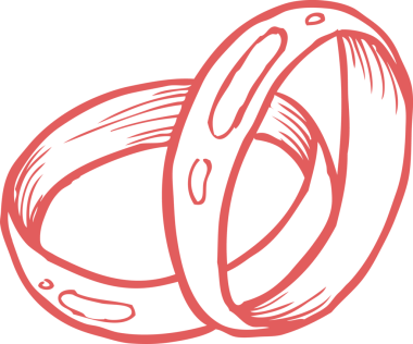 Vektör illüstrasyonu, şeffaf arkaplanda üst üste çizilmiş mercan kırmızı dairesel bantları gösteriyor. Soyut, minimalizm, geometrik, modern, tasarım, moda, mücevher