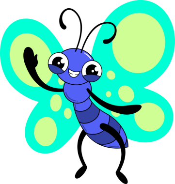 Mavi karikatür böceği şeffaf arka planda benekli deniz mavisi kanatları ile düz dizayn ediyor. Tuhaf, karakter, maskot, animasyon, neşeli, hayat dolu, fantezi