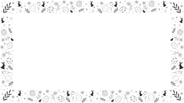 Paskalya sınırı, saydam arka planda yumurta ve tavşanların yer aldığı düz bir tasarımla gösteriliyor. İllüzyon, mevsimlik, şenlikli, dekoratif, bahar, kutlama, vektör