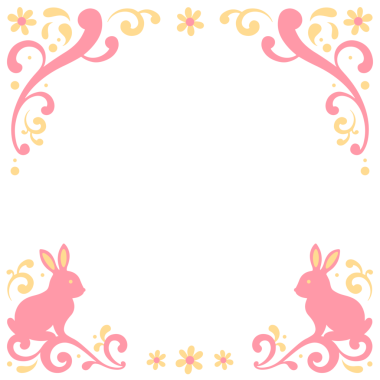 Çiçekli tavşan çerçevesi düz tasarımda, pastel girdaplarda ve çiçeklerde, şeffaf arka planda görünüyor. Süslü, pejmürde, zarif, kaprisli, botanik, mücevher, kadınsı