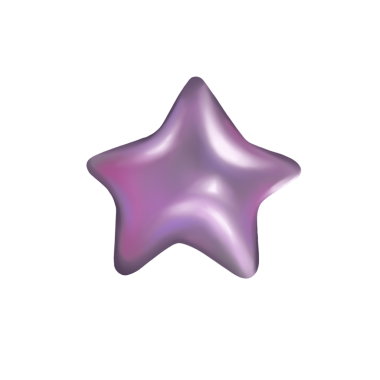 3D işlemeli soyut yıldız şeffaf uzayda yüzüyor ve metalik lavanta eğimlerini gösteriyor. Geometrik, fütürist, sürrealist, parlak, minimalist, dijital sanat, soyut