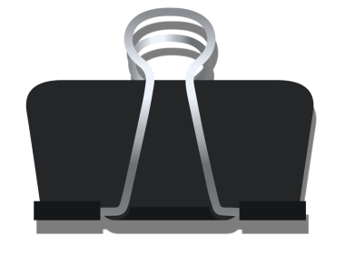 Binder klipsi, şeffaf arka planda mat siyah ve gümüş saplı üç boyutlu olarak yüzüyor. Kırtasiye, ofis malzemeleri, dijital illüstrasyon, ürün tasarımı, minimalizm, profesyonel, modern