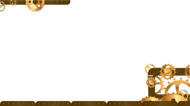 Düz sınırda altın dişliler ve bronz dişliler, şeffaf arka planda kirişler, kopyalama alanı yer alıyor. Endüstriyel, makine, steampunk, steampunk tarzı, mekanik, metalik, fütüristik