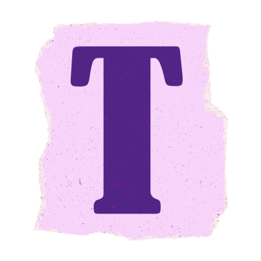 Kalın T harfi, vektör, şeffaf arkaplan ve kopyalama boşluğunda yırtık pembe kağıt üzerinde yüzüyor. Tipografi, tasarım, minimalizm, poster, grafik, damgalama, kompozisyon