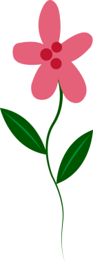 Düz pembe çiçek, şeffaf arka planda büyümekte. Kırmızı merkez noktaları ve yeşil yaprakları gösteriyor. Botanik, çiçek tasarımı, minimalist, doğadan esinlenilmiş, dekoratif sanat, vektör illüstrasyonu, bitki motifi