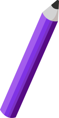 Düz mor kalem, şeffaf arkaplanda altıgen gövde, beyaz ahşap ve grafit ucu gösteriyor. Sanat malzemeleri, kırtasiye, araç, tasarım, yaratıcılık, minimalist, resimsel