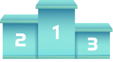 Düz dizaynlı, şeffaf bg, kopyalama uzayı ile 1-2-3 numaralı, gök mavisi gradyan kazananlar podyumunu gösteriyor. Zafer, başarı, rekabet, kutlama, başarı, minimalizm, modern