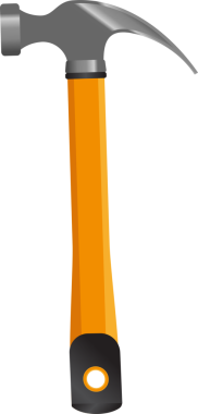 Pençe çekici, şeffaf bg üzerinde metalik kafa ve parlak turuncu saplı düz tasarım gösteriyor. Donanım, araç, inşaat, işçilik, mühendislik, sanayi, bakım