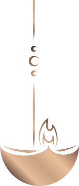 Stilize yağ lambası bronz çizgi şeklinde parlıyor, yükselen küreler ve şeffaf arkaplan ile birlikte. Vektör, simge, sembolizm, ruhani, kültürel, dekoratif, modern