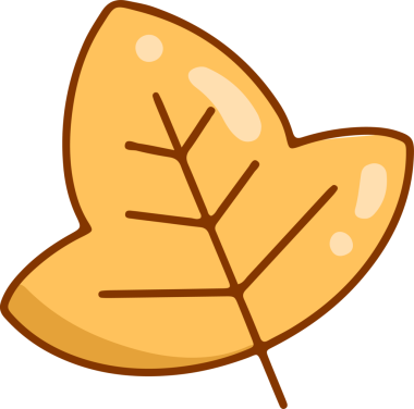 Kahverengi damarlı parlak yüzey, şeffaf arkaplan, kopyalama alanı içeren çizgi film benzeri sonbahar yaprağı. Doğa, illüstrasyon, grafik tasarım, sonbahar, botanik, mevsimlik, minimalizm