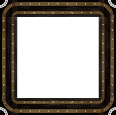 Kare endüstriyel çerçeve düz dizaynlı, şeffaf arka planda perçinli bantlar gösteriyor. Modern, geometrik, minimalist, endüstriyel, dekoratif, gösterişli, çok yönlü