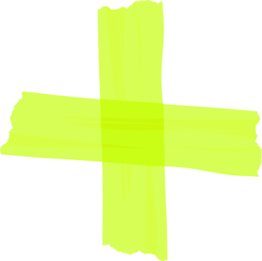 Soyut neon sarı fırça darbeleri, şeffaf tuval üzerinde yüzen artı işareti oluşturmak için kesişiyor. Modern, dinamik, canlı, sanatsal, minimalizm, grafik tasarımı, dijital sanat