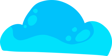 Biçimlendirilmiş düz dizayn bulut şekli, kabarcık benzeri röflelerle şeffaf bir arkaplanda yüzüyor. Soyut, minimalizm, dijital sanat, konsept, grafik tasarım, modern, havadar