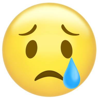 Stilize edilmiş üzgün emoji yüzü, şeffaf arkaplanda mavi gözyaşı damlasıyla düz tasarımda gösteriliyor. Duygu, ifade, ruh hali, dijital sanat, minimalizm, illüstrasyon, duygu