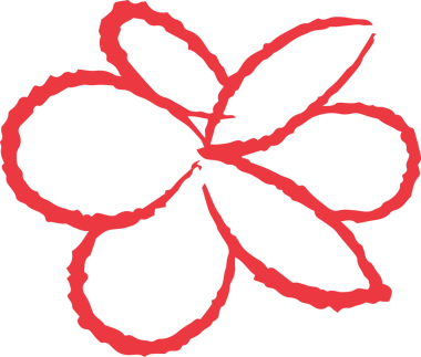 Soyut kırmızı fırça darbesi çiçeği, şeffaf arkaplanda merkez pivottan yayılan döngüler yayıyor. Minimalist, canlı, sanatsal, organik, dinamik, dekoratif, modern