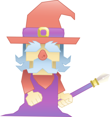 Mor kalem ucu kadrosu, kırmızı şapka ve mor örtü taşıyan düz vektör büyücüsü, şeffaf arkaplan. Fantezi, sihir, hikaye anlatma, illüstrasyon, kaprisli, karakter, yaratıcı