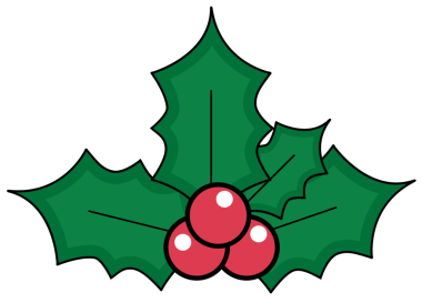 Üç parlak kırmızı böğürtlenli Holly filizi düz çıkartmalı ve şeffaf arka planda görünüyor. Botanik, süs, vektör, mevsimlik, şenlikli, grafik, doğal