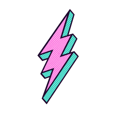 Geometrik yıldırım, şeffaf arkaplanda çift katmanlı polka nokta tasarımı gösteriyor. Canlı, modern, soyut, grafik, illüstrasyon, dijital, enerjik