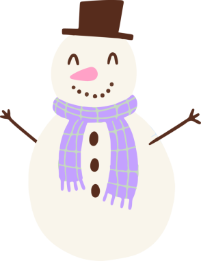 Düz dizayn kardan adam kahverengi silindir şapka ve şeffaf arka planda damalı eşarp giyiyor. Kış, şenlikli, neşeli, kaprisli, kostüm, bayram, mevsim