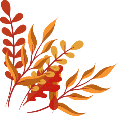 Düz sonbahar yaprak kümesinin dalları şeffaf arkaplanda sıcak yaprakları üst üste bindiriyor. Doğa, botanik, illüstrasyon, sonbahar, dekoratif, grafik, mevsimsel