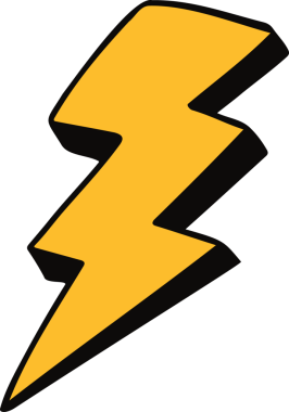 Stilize edilmiş sarı yıldırım simgesi şeffaf arka planda süzülüyor, ince bir 3 boyutlu etki gösteriyor. Enerji, simge, vektör, grafik, illüstrasyon, sembolizm, hareket