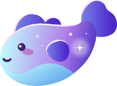 Düz balık tasarımı, parlak arka planda yüzgeçlerini ve yıldız parıltılarını gösteriyor. Fantezi, su, kaprisli, renkli, minimalist, karakter, deniz