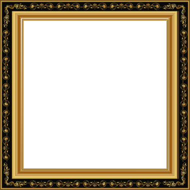 Düz kare çerçeve, şeffaf arkaplanda altın tomarlı siyah sınır çiçek motifleri var. Süslü, dekoratif, klasik, lüks, zarif, barok, klasik