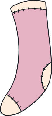 Düz dizayn pastel pembe çorap, şeffaf arka planda krem manşet ve topuk detaylarını içeriyor. Ayakkabı, moda, minimalist, vektör, aksesuar, butik, günlük