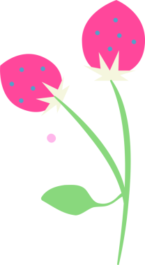 İki vektör çilek şeffaf tuval üzerinde yüzüyor, yeşil sapları, yaprağı ve pembe noktayı gösteriyor. Botanik, doğa, illüstrasyon, minimalizm, organik, dekoratif, meyve