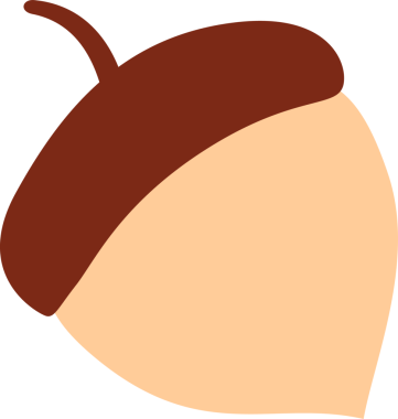 Tarz verilmiş palamut düz vektörde gösteriliyor. Kahverengi başlık ve bronzlaşmış vücut, şeffaf arka plan. Doğa, botanik, minimalizm, illüstrasyon, ikon, organik, atıştırmalık