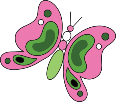 Düz vektör kelebeği, şeffaf arkaplanda pembe kanatlı, yeşil aksanlı olarak süzülüyor. Doğa, böcekler, illüstrasyon, renkli, tuhaf, ekoloji, güzellik