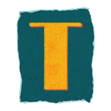 Düz renkli kumlu T harfi, şeffaf arkaplanda mavi kenarı olan deniz mavisi panelinde gösteriliyor. Typography, graphic design, vintage style, textured, bold, urban, artistik