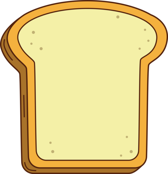 Çizgi film dilimi düz dizayn edilmiş altın kahverengi kabuklu, şeffaf arkaplan. Fırın, kahvaltı, atıştırmalık, beslenme, illüstrasyon, minimalist, yemek sanatı