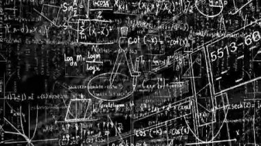 Başlangıçta matematiksel formüller yüzen diyagramlara kayar ve ilişkileri görselleştirmek için döner. Soyut, dijital, şematik, analitik, eğitici, geleceksel, yenilikçi