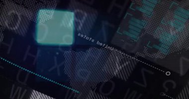 Işıldayan cyan kare soluklaşması veri analizi için nokta matris haritası çizelgeleri titreşim şebekesi oluşturur. Fütürist, dijital, teknoloji, veri görselleştirme, soyut, parlak, yenilikçi