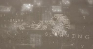 Başlangıçta arayüz kaydırma taramasında kötü amaçlı yazılımlar uyarılar güvenlik duvarını aşıyor ve çöküyor. Teknoloji, siber güvenlik, dijital, ağ, veri, koruma, soyut