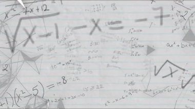 Açılma sahnesi, düz kağıtlara yayılarak matematik titreşimli telleri göstermek için denklemlere odaklanıyor. Matematik, bilim, eğitim, analitik, geometri, dijital, soyutlama