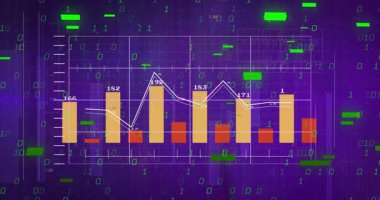 Mor şebeke yüklendiğinde, veri etiketlerinin genişletilmesi, değişen çizgi ikili arızası. Futuristik, teknolojik, veri, analitik, dijital, dinamik, yüksek teknoloji
