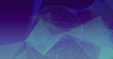 Dijital uzayda yüzen dönen ağ küresi noktalı ağları ve parlayan yüzleri vurguluyor. Fütürist, teknoloji, ağ, soyut, dijital, geometrik, parlayan