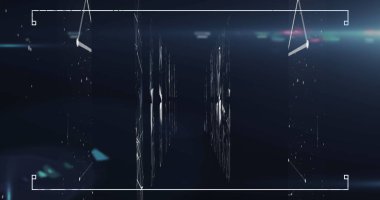 Beyaz köşeli parantezler, ışık çizgileri ve gürültüyle hatalı panelleri gösteren dijital arayüz. Fütürist, siber punk, teknoloji, soyut, konsept, dijital sanat, yenilik