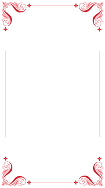 Köşedeki kaydırma ve şeffaf arkaplan üzerinde ince çizgiler içeren dekoratif kırmızı kenar, kopyalama alanı. Lüks, klasik, barok, zarif, karmaşık, işçilik, estetik