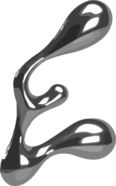 Üç boyutlu metal sıçraması, gri renkli renklerle saydam arkaplanda yüzüyor. Fütürist, soyut, metalik, parlak, organik, akışkan, parlak