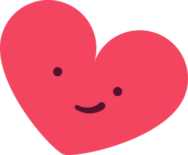 Gülümseyen düz tasarım kalp şeffaf arka planda yüzüyor, koyu renk gözler ve kıvrık ağız gösteriyor. Vektör illüstrasyonu, duygu, pozitiflik, neşeli, oyuncu, minimalist, animasyon