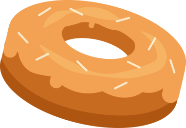 Üç boyutlu jöleli donut, şeffaf katman üzerinde turuncu krema, serpinti ve fotokopi alanı ile yüzüyor. Hamur işi, tatlı, şekerleme, fırın ürünleri, tatlı, atıştırmalık, minimalist